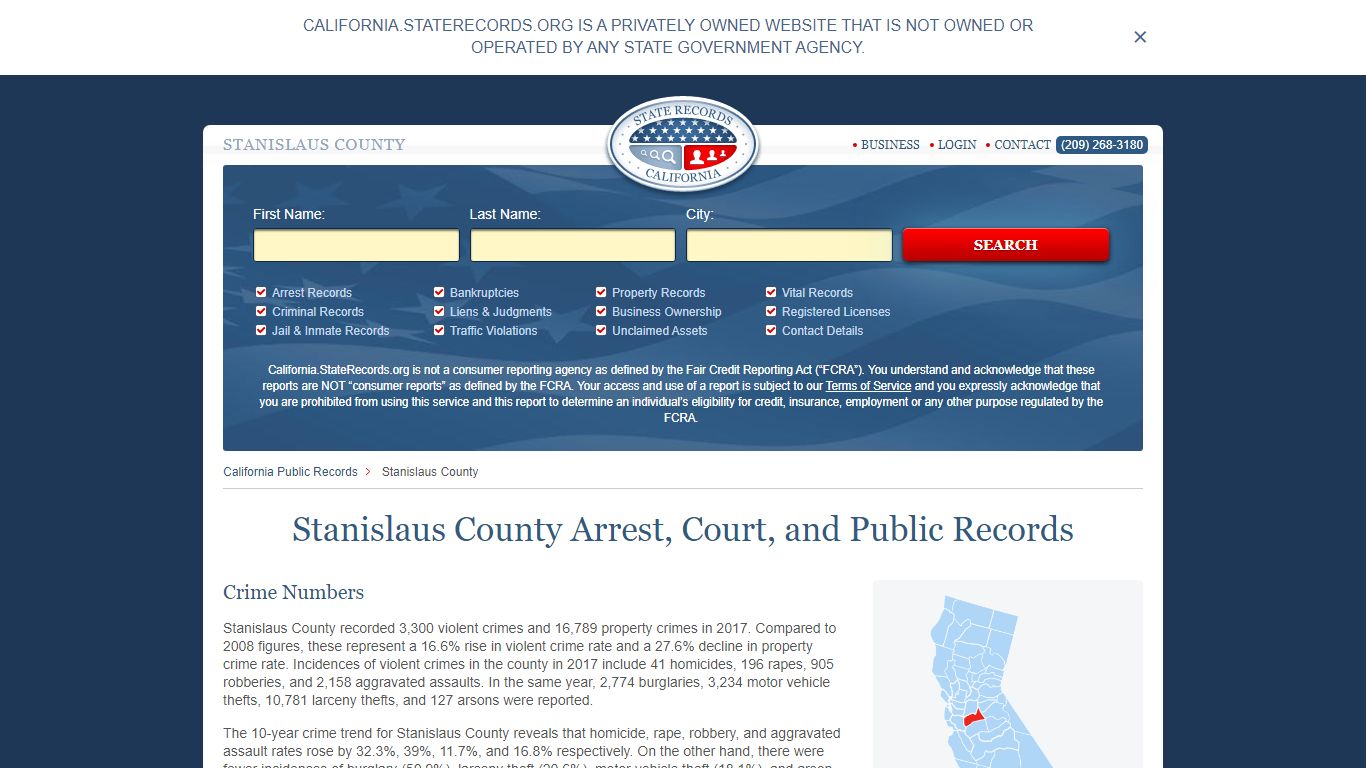 Stanislaus County Arrest, Court, and Public Records